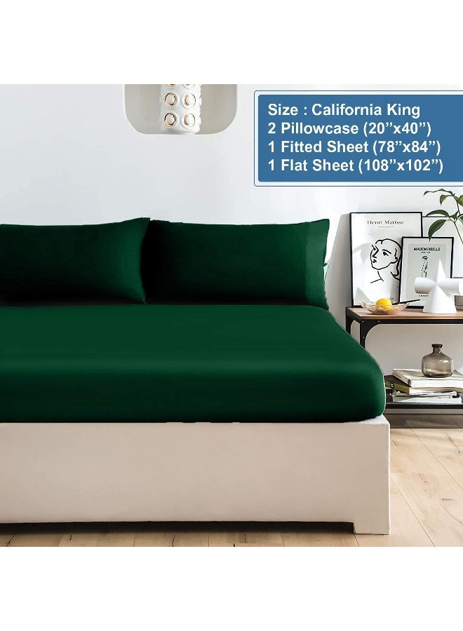 DAN RIVER DAN RIVER California King Jersey Sheet Set | Luxury Heather 100% Cotton Bed Sheets | T-Shirt Sheets | All Season Bedding | Soft Comfortable Deep Pocket Jersey Cotton Bed Sheets (4Pc, Cal King, Hunter Green)  - Image 3