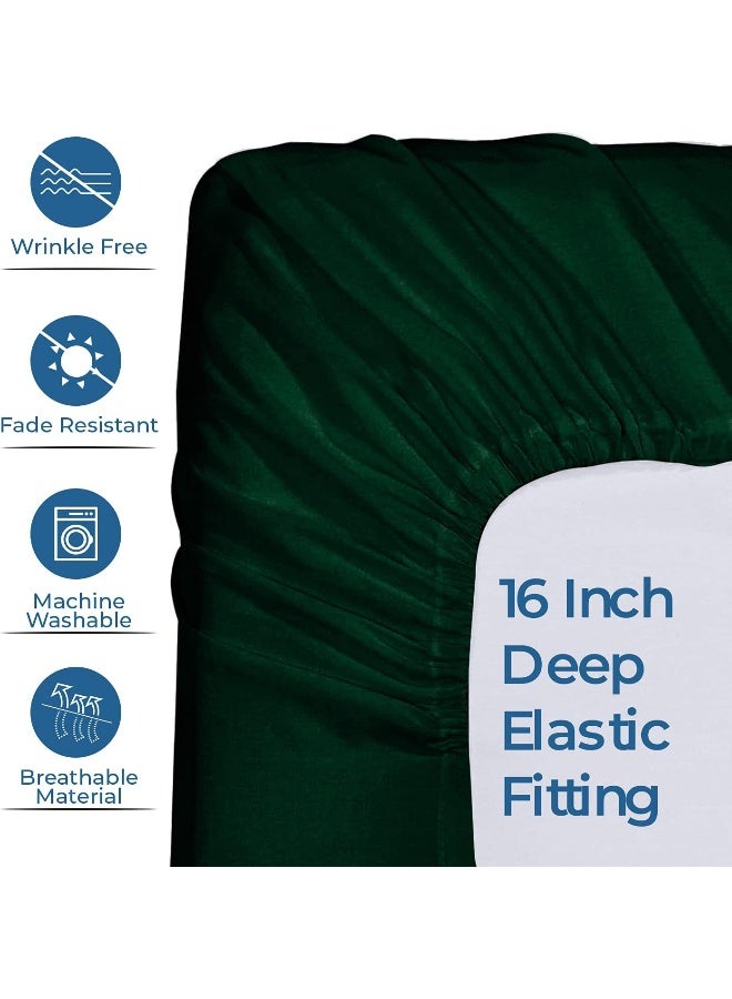 DAN RIVER DAN RIVER California King Jersey Sheet Set | Luxury Heather 100% Cotton Bed Sheets | T-Shirt Sheets | All Season Bedding | Soft Comfortable Deep Pocket Jersey Cotton Bed Sheets (4Pc, Cal King, Hunter Green)  - Image 5