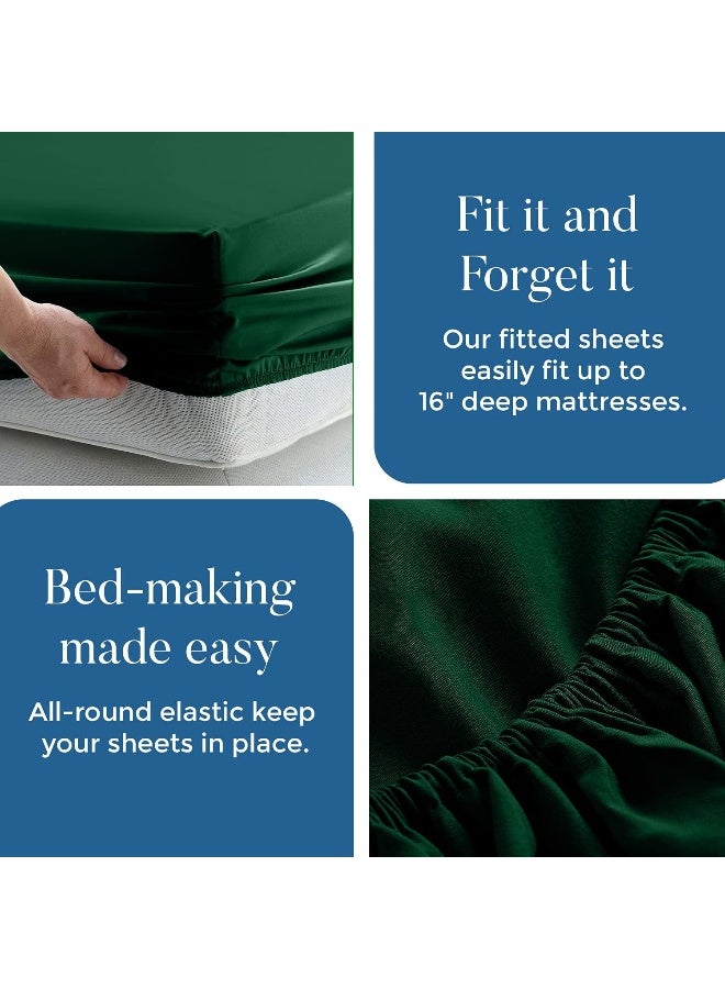 DAN RIVER DAN RIVER California King Jersey Sheet Set | Luxury Heather 100% Cotton Bed Sheets | T-Shirt Sheets | All Season Bedding | Soft Comfortable Deep Pocket Jersey Cotton Bed Sheets (4Pc, Cal King, Hunter Green)  - Image 4