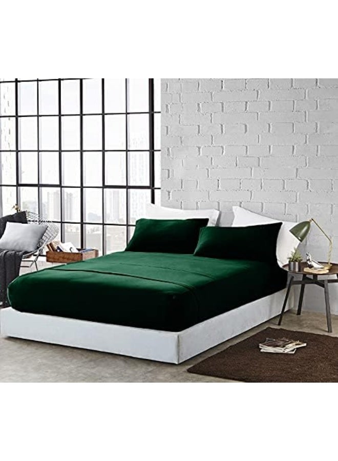 DAN RIVER DAN RIVER California King Jersey Sheet Set | Luxury Heather 100% Cotton Bed Sheets | T-Shirt Sheets | All Season Bedding | Soft Comfortable Deep Pocket Jersey Cotton Bed Sheets (4Pc, Cal King, Hunter Green)  - Image 2