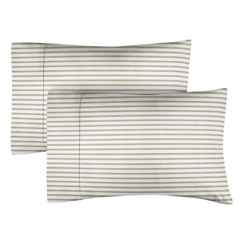 CGK Unlimited CGK Unlimited King Pillow Cases (Set of 2) - Soft  Hotel Quality Pillowcase Covers- Comfy Bedding for All- Machine Washable Pillow Protectors- 2 Piece- Beige Stripes 2  - Image 1