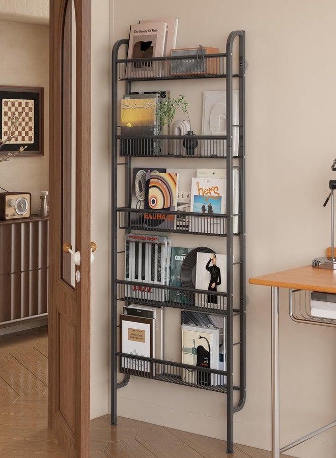 UMDONX Behind The Door Bathroom Shelf Narrow 5-Tier, Space-Saving Slim Storage Shelf Narrow Shelving Unit for Bathroom and Kitchen Black - Image 1