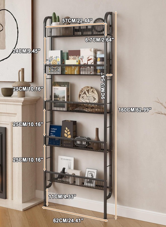 UMDONX Behind The Door Bathroom Shelf Narrow 5-Tier, Space-Saving Slim Storage Shelf Narrow Shelving Unit for Bathroom and Kitchen Black - Image 2