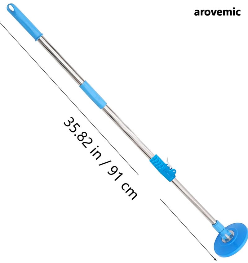 AROVEMIC Arovemic Premium Classy Mop Stick Rod Set 360 Degrees Stainless Steel Floor Cleaning Mop Handle with 2 Microfiber Refill Head Blue 5 Years Warranty - Image 5
