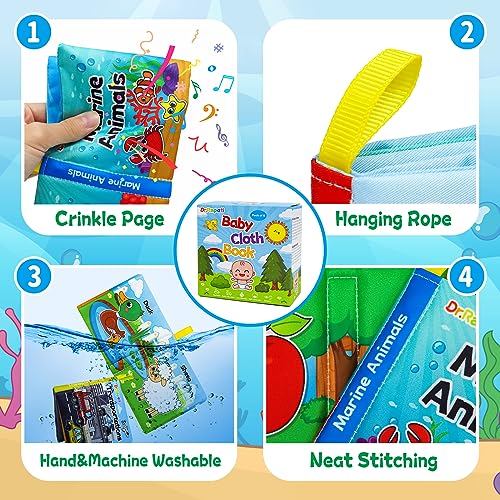 Dr.Rapeti 8-Pack Soft Cloth Books Baby Bath Books Crinkle Washable Chewable Early Educational Preschool Learning Giftable for Infant Toddler Kid - Image 3