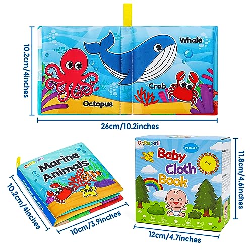 Dr.Rapeti 8-Pack Soft Cloth Books Baby Bath Books Crinkle Washable Chewable Early Educational Preschool Learning Giftable for Infant Toddler Kid - Image 2