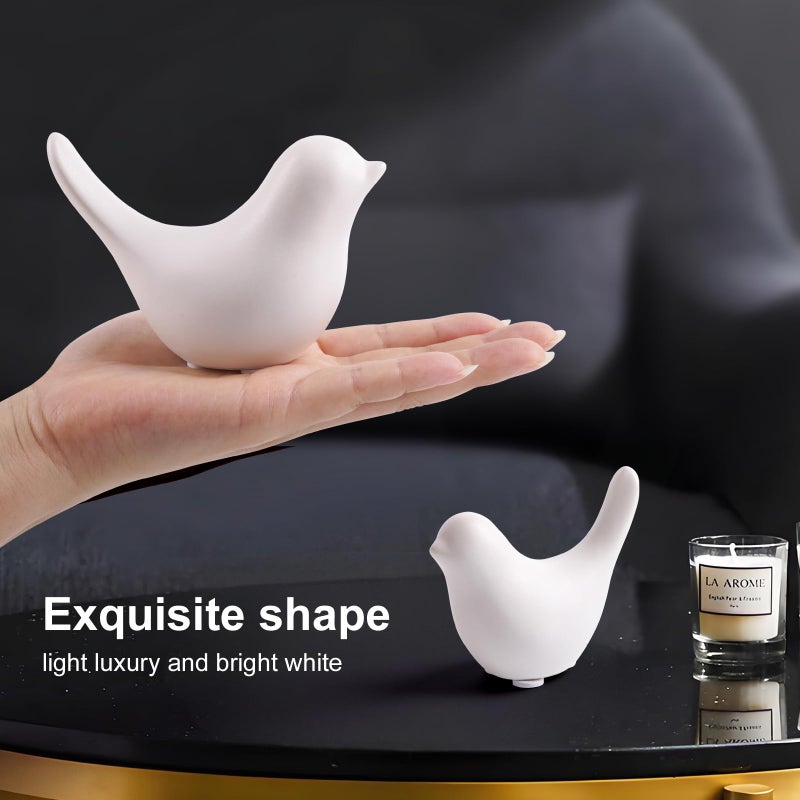 Notakia Small White Birds Statues Home Decor Modern Style Decorative Ornaments for Living Room Decor, Bedroom, Office Desktop, Cabinets (2Pcs White Birds) - Image 4
