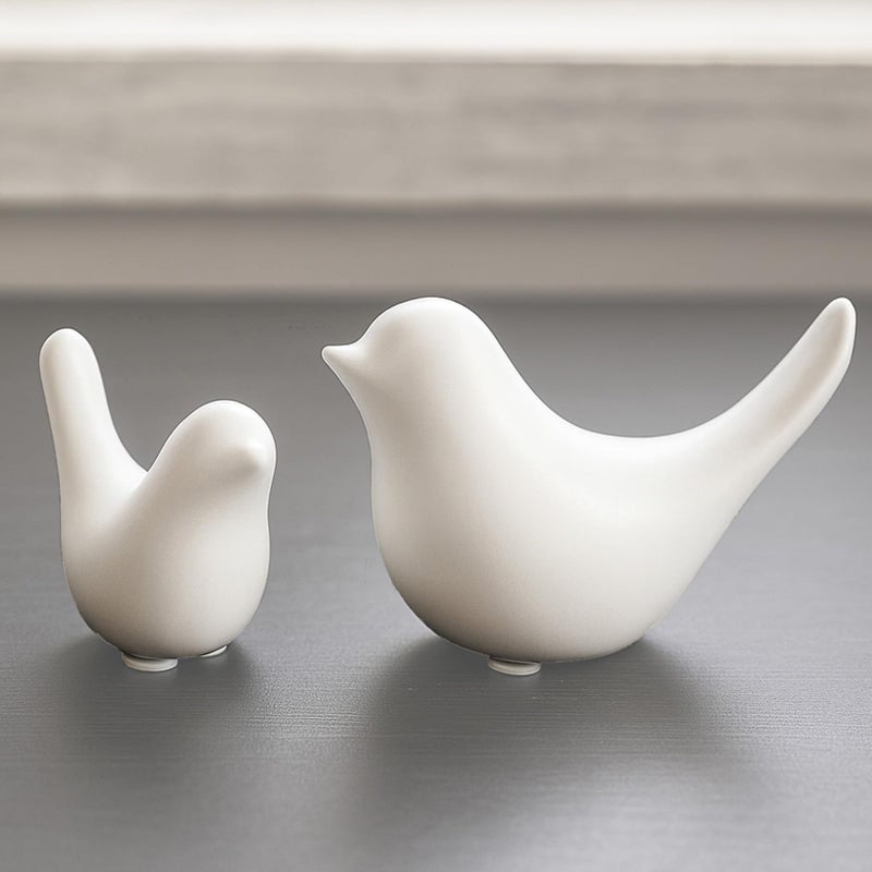 Notakia Small White Birds Statues Home Decor Modern Style Decorative Ornaments for Living Room Decor, Bedroom, Office Desktop, Cabinets (2Pcs White Birds) - Image 1