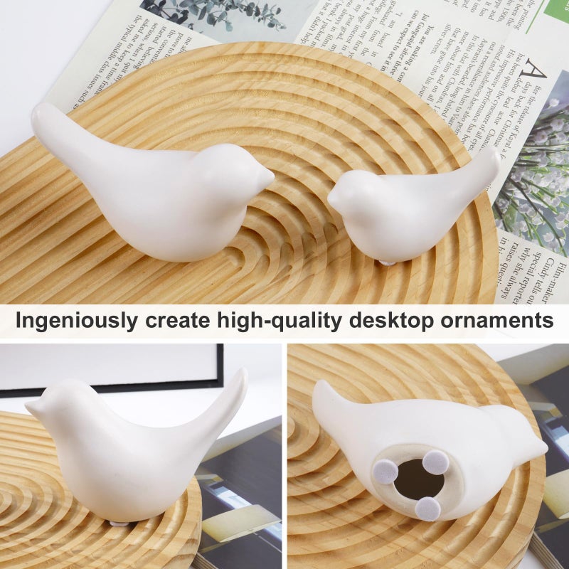 Notakia Small White Birds Statues Home Decor Modern Style Decorative Ornaments for Living Room Decor, Bedroom, Office Desktop, Cabinets (2Pcs White Birds) - Image 3