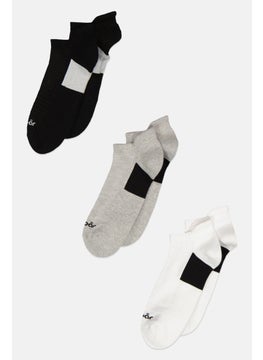 Algspar Men 3 Pair Basic Half Terry Ankle Socks, Multicolor  - Image 1