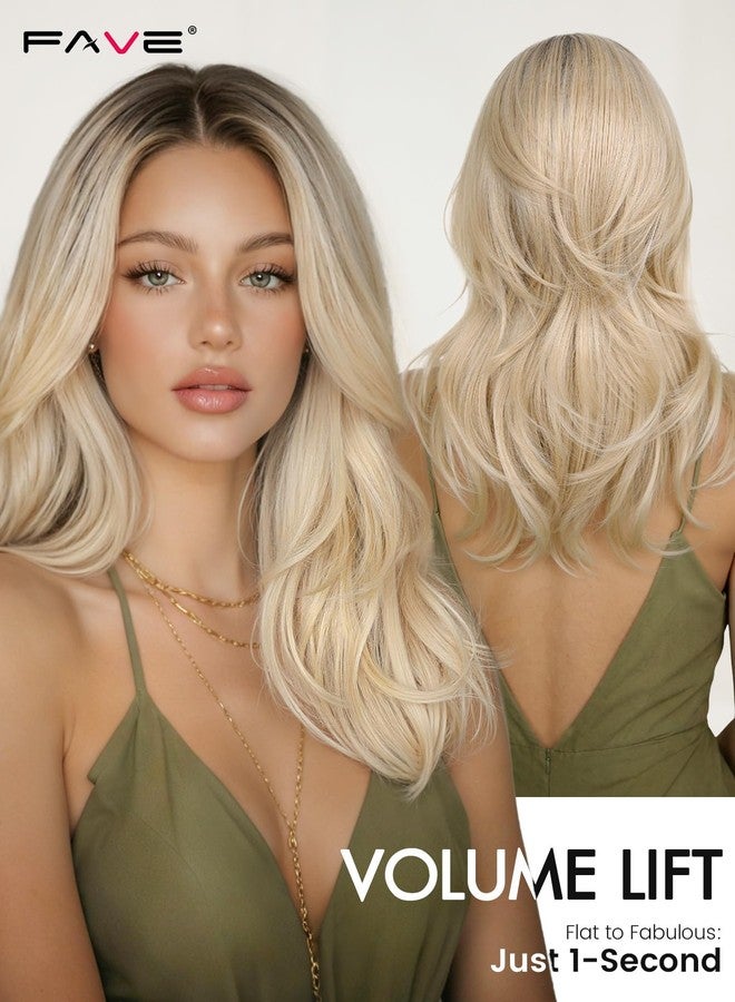 FAVE 13x6 Lace Front Wig 18 Inch Blonde Layered Glueless Wig Pre Plucked Hairline Natural Density Kanekalon Futura Synthetic Wigs for Women Ombre Ash Blonde - Image 3