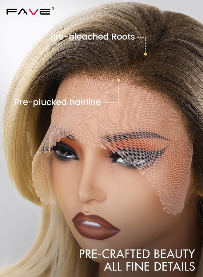 FAVE 13x6 Lace Front Wig 18 Inch Blonde Layered Glueless Wig Pre Plucked Hairline Natural Density Kanekalon Futura Synthetic Wigs for Women Ombre Ash Blonde - Image 5