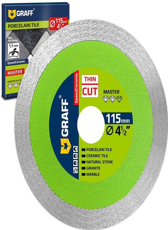 GRAFF 4 1/2 Inch Tile Blade for Angle Grinder 7/8 Arbor - Super Thin SpeedCeramic Diamond Saw Blade for Smooth Cutting Porcelain Ceramic Granite Marble Tile - Diamond Cutting Wheel for Hard Tile GRAFF - Image 1