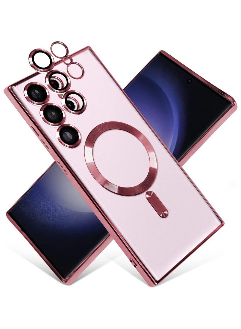 Magnetic Clear Case for Samsung Galaxy S25 Ultra with Camera Lens Protector Mag safe Compatible Electroplated Soft TPU Shockproof Case for Galaxy S25 Ultra  - Image 1