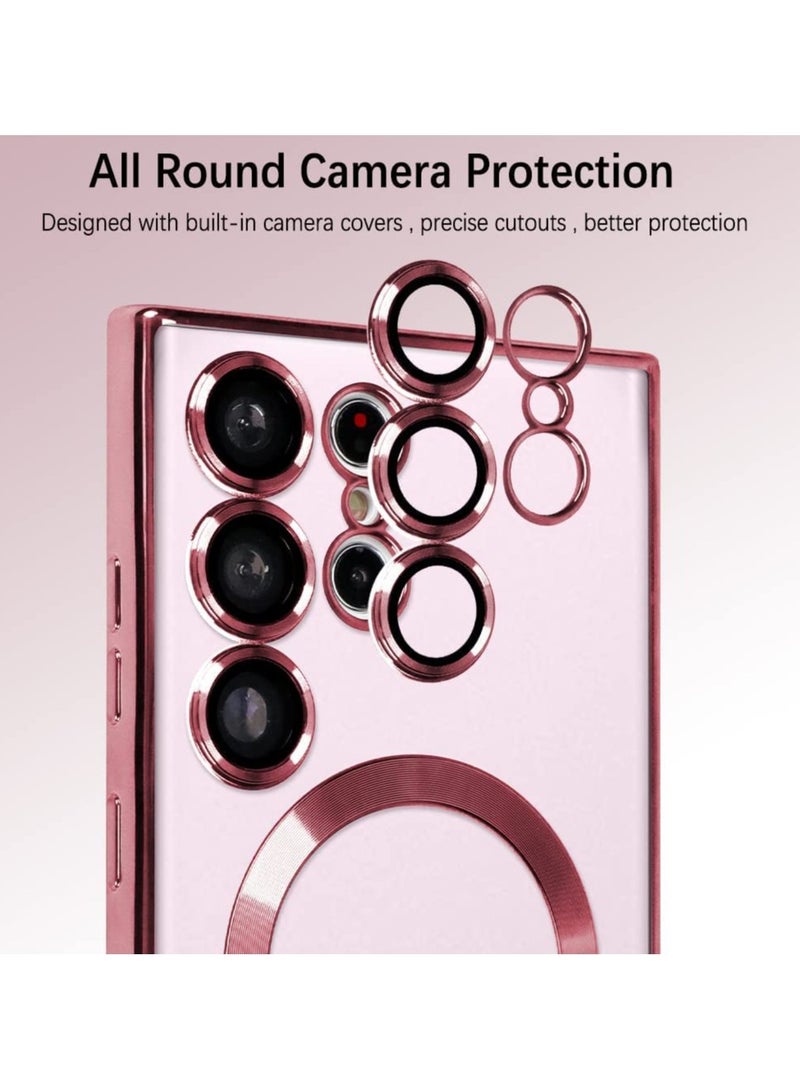 Magnetic Clear Case for Samsung Galaxy S25 Ultra with Camera Lens Protector Mag safe Compatible Electroplated Soft TPU Shockproof Case for Galaxy S25 Ultra  - Image 5