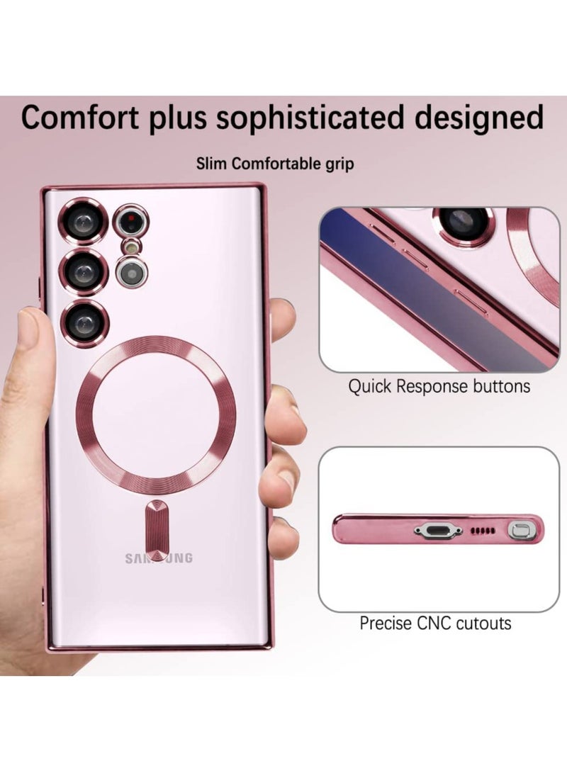 Magnetic Clear Case for Samsung Galaxy S25 Ultra with Camera Lens Protector Mag safe Compatible Electroplated Soft TPU Shockproof Case for Galaxy S25 Ultra  - Image 4