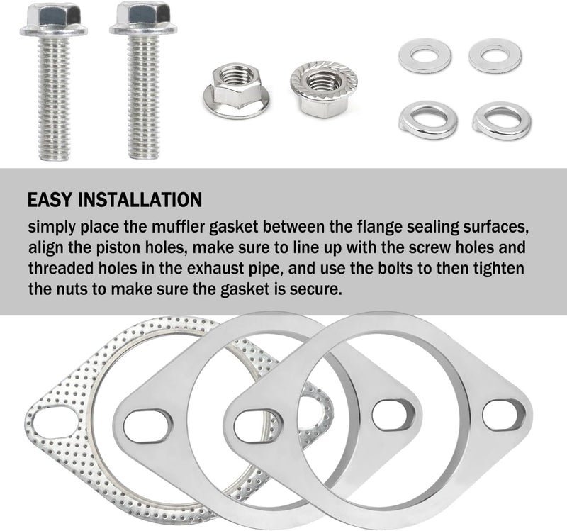 Aokdom 2-Bolt 3 Inch Exhaust Flange Repair Kit with Gasket and Bolts - Image 4