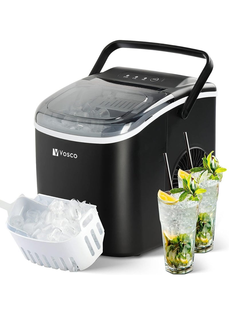 Vosco Ice Maker Portable – 12Kg/24H (26 lbs/24H), 9 Cubes in 6 Mins, 1.2L Tank, Compact & Fast Ice Machine for Home, Office, Kitchen – Black  - Image 3