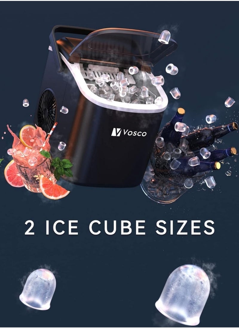 Vosco Ice Maker Portable – 12Kg/24H (26 lbs/24H), 9 Cubes in 6 Mins, 1.2L Tank, Compact & Fast Ice Machine for Home, Office, Kitchen – Black  - Image 5