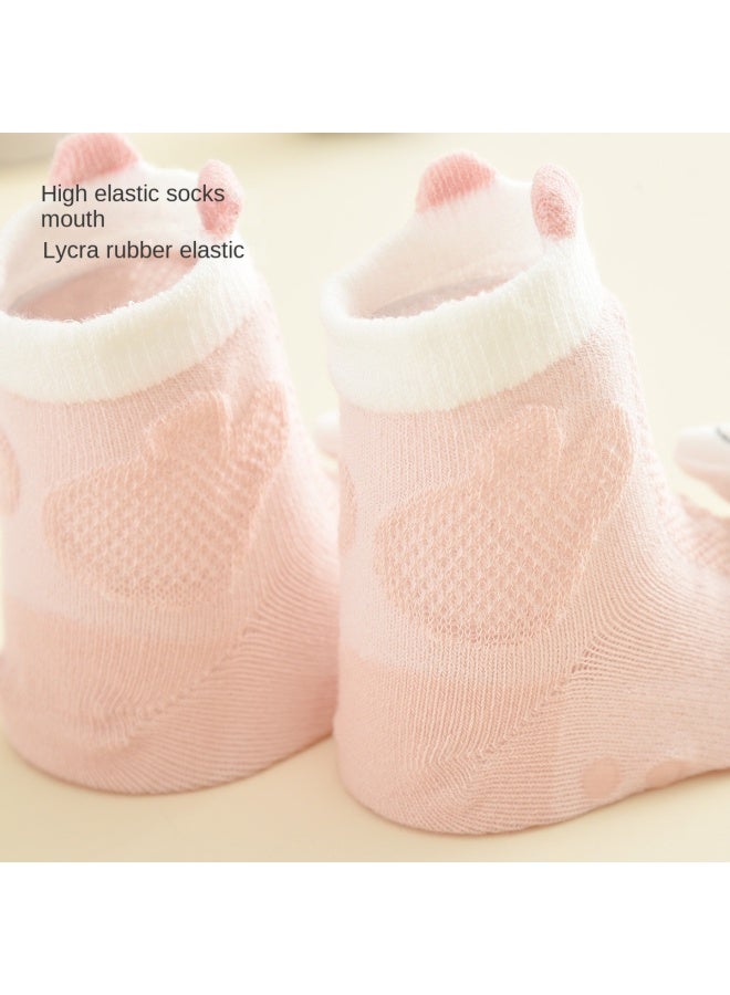 Bumblebee Pack Baby Socks Semi-mesh Non-slip Sole Mid-crew Walking Socks For Infants, Non-slip Floor Socks For Toddler's First Steps - Image 5