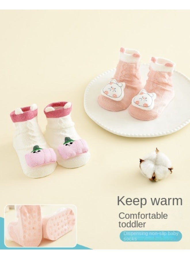 Bumblebee Pack Baby Socks Semi-mesh Non-slip Sole Mid-crew Walking Socks For Infants, Non-slip Floor Socks For Toddler's First Steps - Image 1
