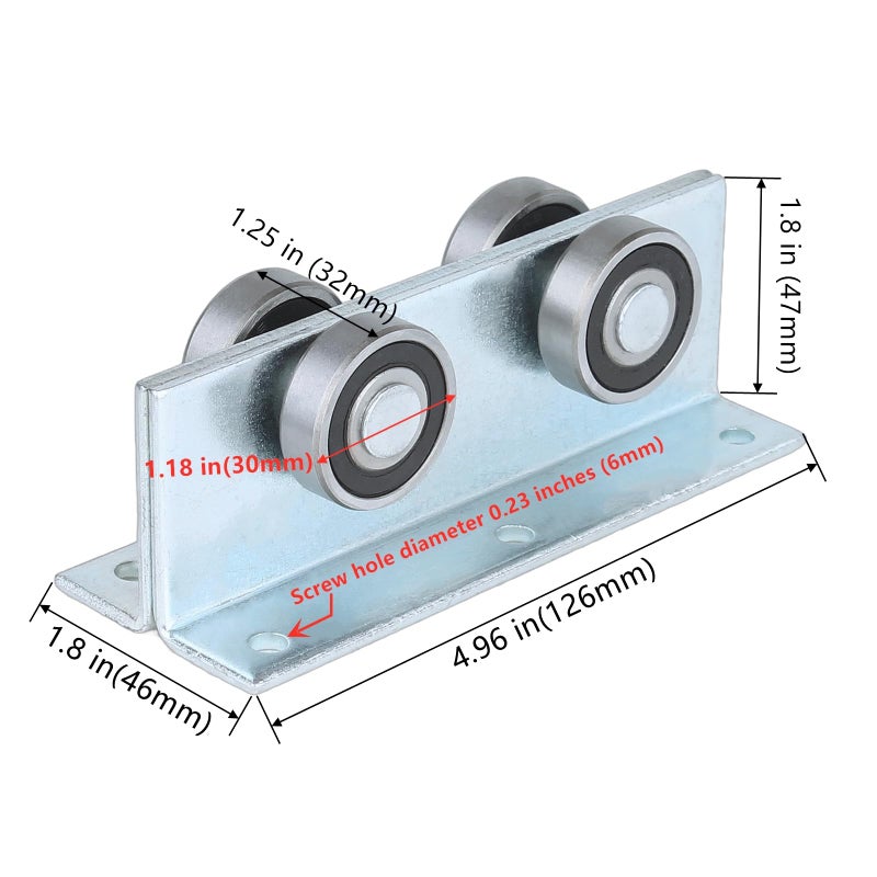 BiJun 4 Wheel Trolley Assembly Roller Strut Channel Trolley Heavy Duty Barn or Shed Sliding Doors for Use with 1-5/8" Wide and All1-5/8 Taller Strut Channel (2PC) - Image 5