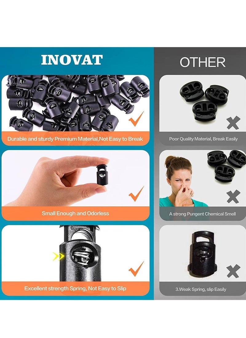Generic - Plastic Cord Locks, Upgraded Single Hole Spring Toggle Stopper Stops Fastener Toggles for Shoelaces, Drawstrings, Paracord, Bags, Clothing, and More (10Pcs, Black) - Image 1