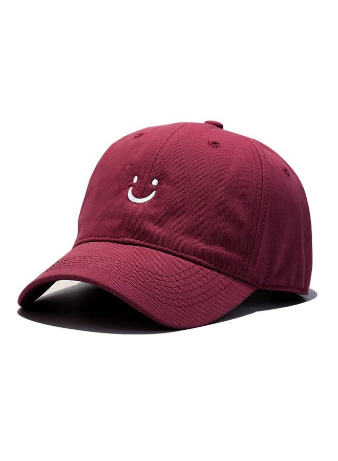 Umeepar Smile Face Baseball Cap for Women Men Adjustable Low Profile Unstructured Cotton Dad Hat (US, Alpha, One Size, Burgundy) - Image 1