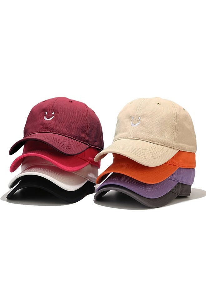 Umeepar Smile Face Baseball Cap for Women Men Adjustable Low Profile Unstructured Cotton Dad Hat (US, Alpha, One Size, Burgundy) - Image 2