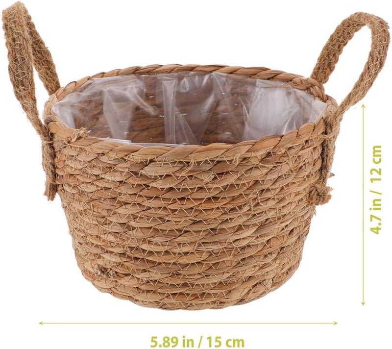 Healeved Woven Storage Basket for Plants Pastoral Style Flower Pot Liner for Indoor Gardening and Home Decoration Versatile Organizing for Living Spaces - Image 4