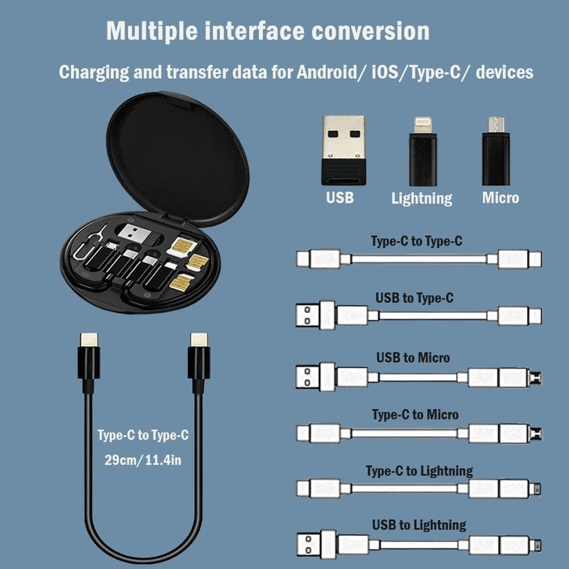 Careflection مجموعة محول كابل USB C إلى USB C مع محول Lightning ومحور USB Android، دبوس إخراج SIM لنقل البيانات، الشحن، تخزين بطاقة SIM محول USB - Image 3