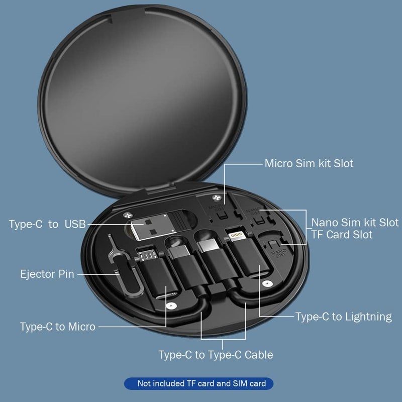 Careflection مجموعة محول كابل USB C إلى USB C مع محول Lightning ومحور USB Android، دبوس إخراج SIM لنقل البيانات، الشحن، تخزين بطاقة SIM محول USB - Image 2