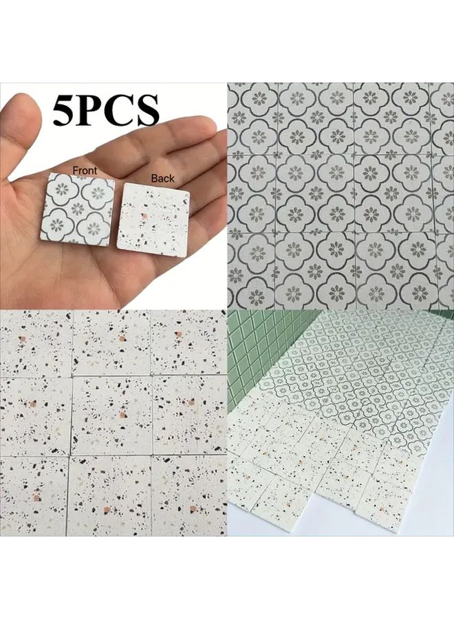 5Pcs Self Adhesive Miniature Dollhouse Floor Tiles Double Sided Wooden Geometric - Image 2