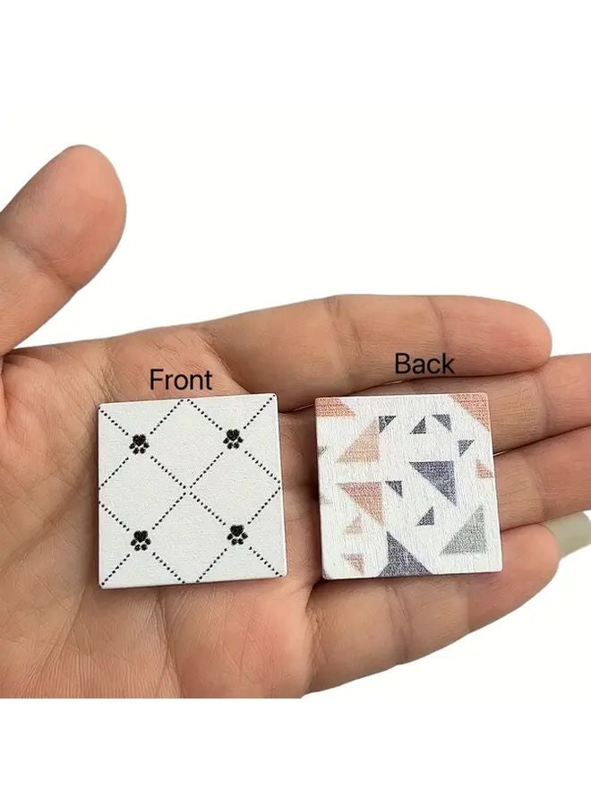 5Pcs Self Adhesive Miniature Dollhouse Floor Tiles Double Sided Wooden Geometric - Image 4