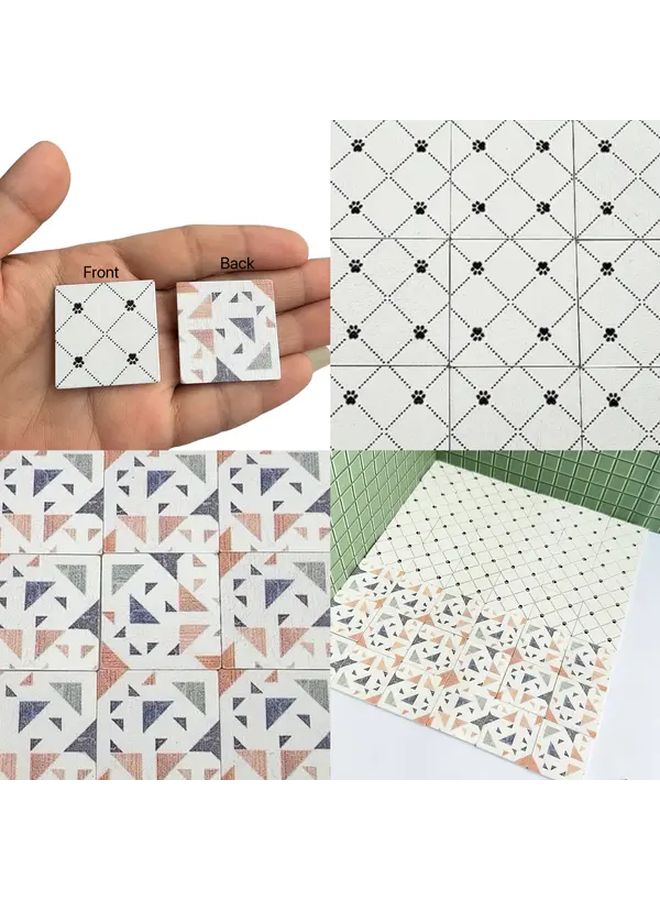5Pcs Self Adhesive Miniature Dollhouse Floor Tiles Double Sided Wooden Geometric - Image 5