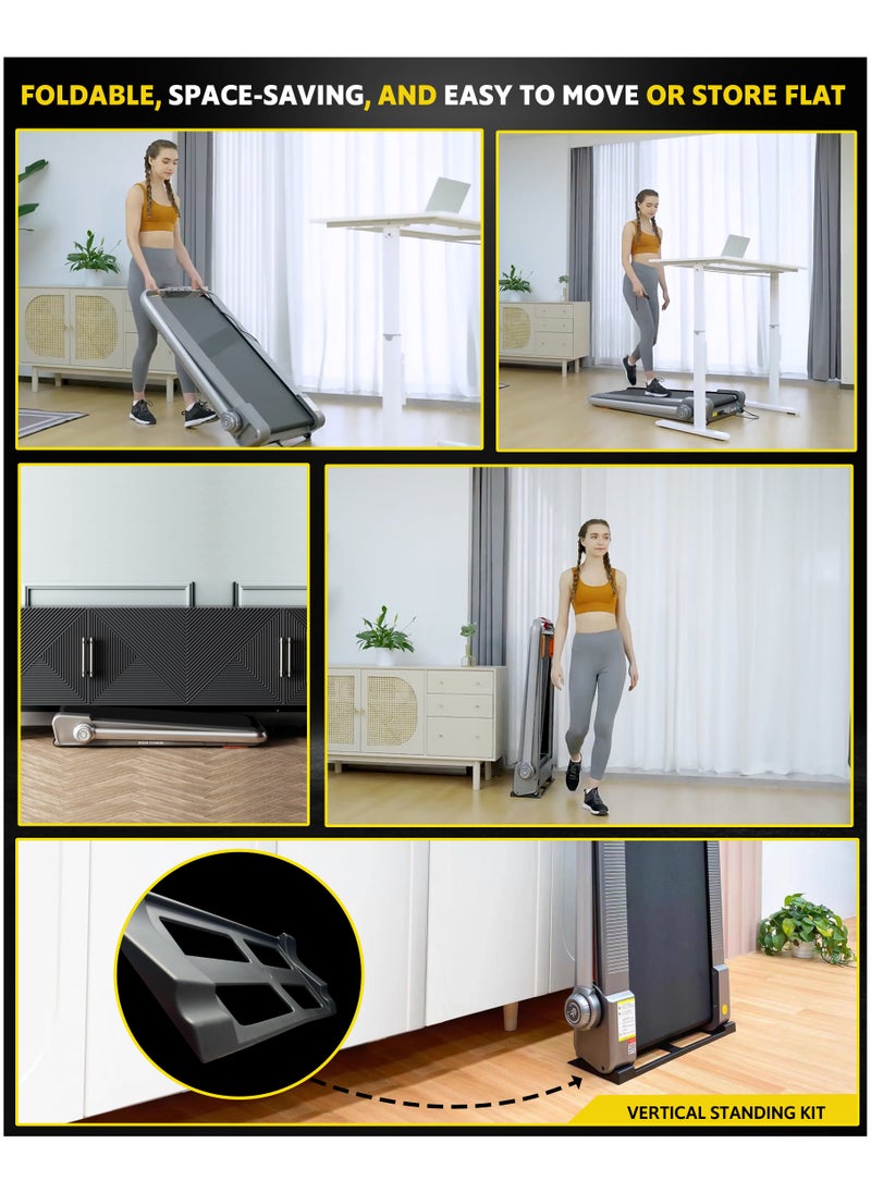 RIGID FITNESS - Fitness 2-In-1 Foldable Jogging Incline Treadmill For Home & Office - Under Desk Walking Pad With Handrail, Powerful Motor 2Hp Peak, Speed To 8 Km/H, 3 Adjustable Levels, Holds Up To 218Lbs/99Kg - Image 1