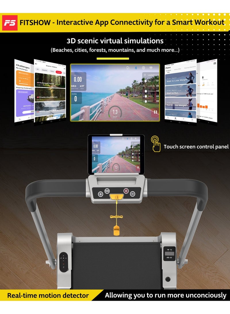 RIGID FITNESS 2-in-1 Foldable Jogging Incline Mini Treadmill for Home & Office - Under Desk Walking Pad with Handrail, Powerful Quiet Motor, Speed up to 12km/h, 2 Incline Levels, Holds up to 220lbs/100kg - Image 4