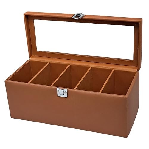 essart Luxury 5 Slot Belt Case for Men – Faux Leather Travel Belt Organizer | Compact Roll Storage with Individual Compartments in Tan color - Image 1