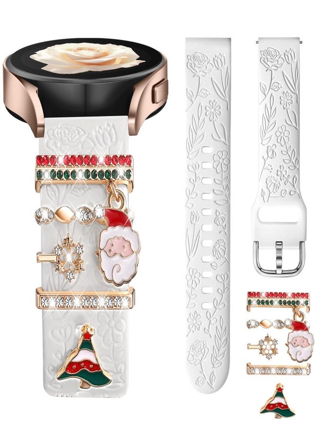 DaQin Christmas Band Compatible with Samsung Galaxy Watch 7 Band/FE 6 5 4 40mm 44mm,Galaxy Active 2, 20mm Watch Band Soft Silicone Replacement Strap with Decorative Charms Accessories Women - Image 1