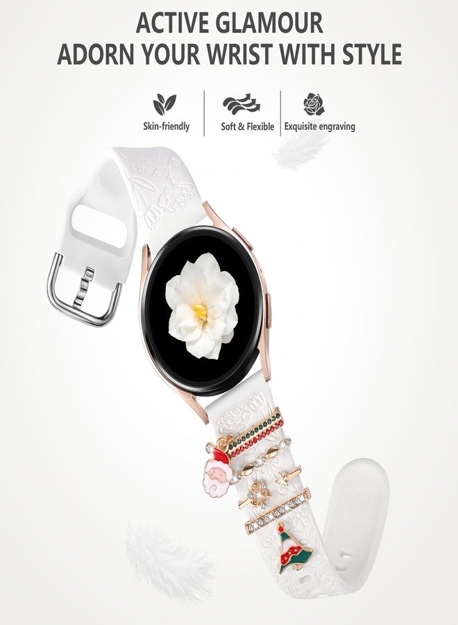 DaQin Christmas Band Compatible with Samsung Galaxy Watch 7 Band/FE 6 5 4 40mm 44mm,Galaxy Active 2, 20mm Watch Band Soft Silicone Replacement Strap with Decorative Charms Accessories Women - Image 4