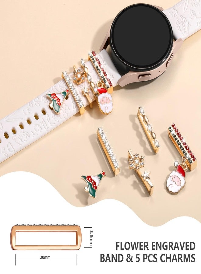 DaQin Christmas Band Compatible with Samsung Galaxy Watch 7 Band/FE 6 5 4 40mm 44mm,Galaxy Active 2, 20mm Watch Band Soft Silicone Replacement Strap with Decorative Charms Accessories Women - Image 5