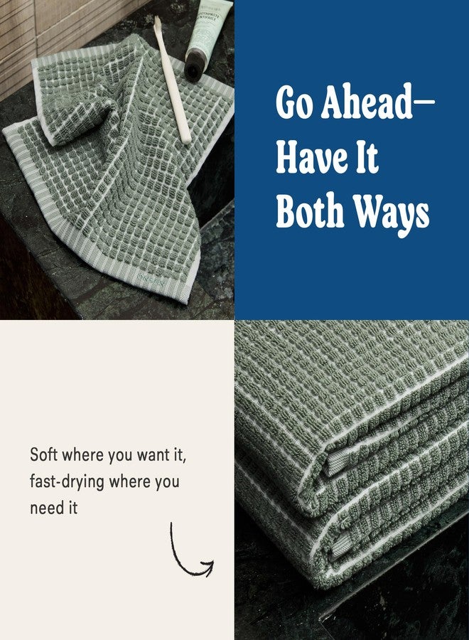 ONSEN Cotton Plush Hand Towels - Set of 2 - Soft, Absorbent, Quick-Drying 100% Cotton Towels - Perfect for Guest & Everyday Use - Oeko-TEX Certified - Spruce - Image 5