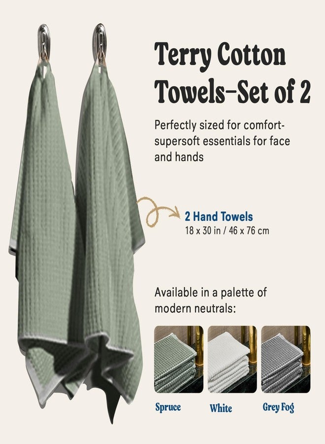 ONSEN Cotton Plush Hand Towels - Set of 2 - Soft, Absorbent, Quick-Drying 100% Cotton Towels - Perfect for Guest & Everyday Use - Oeko-TEX Certified - Spruce - Image 4