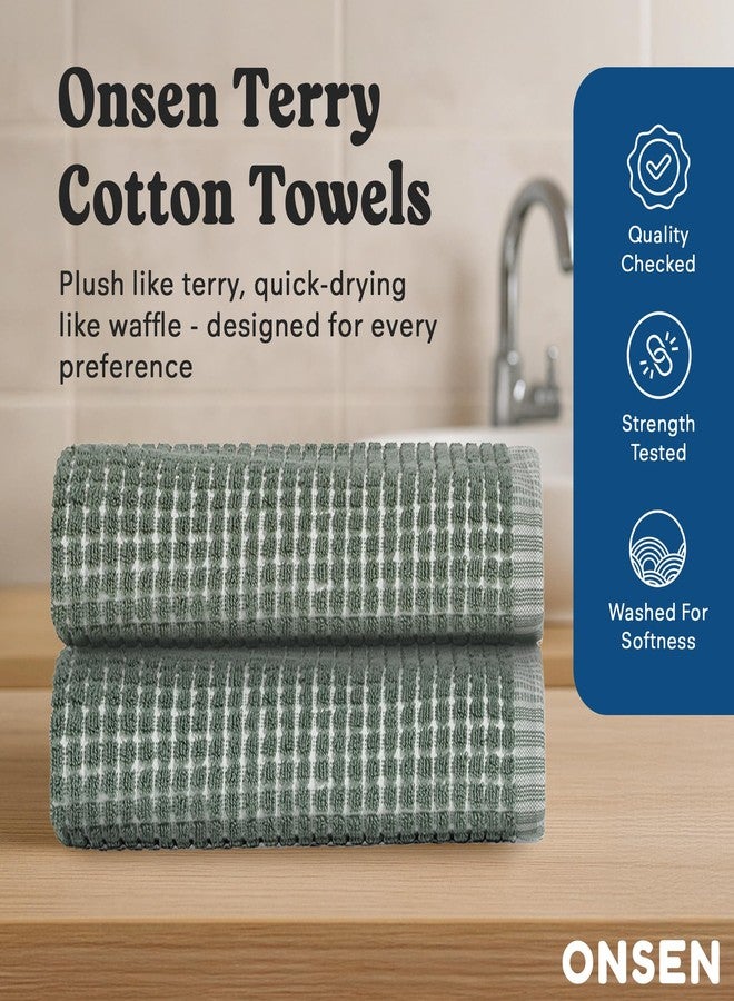 ONSEN Cotton Plush Hand Towels - Set of 2 - Soft, Absorbent, Quick-Drying 100% Cotton Towels - Perfect for Guest & Everyday Use - Oeko-TEX Certified - Spruce - Image 2