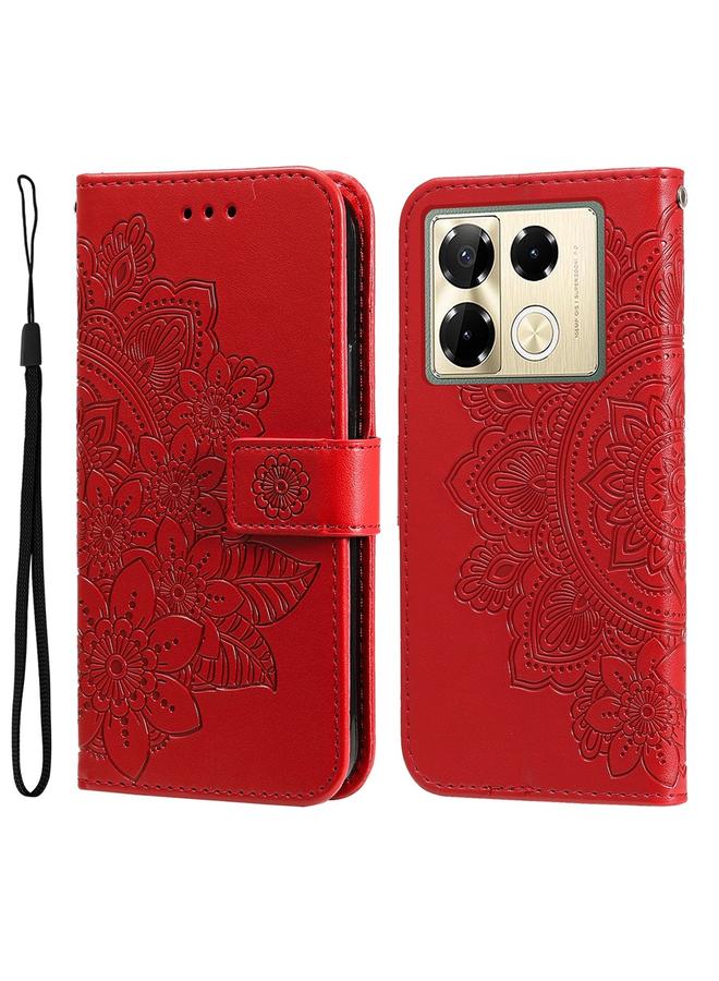 اس-توب جراب لهاتف Infinix Note 40 Pro 4G / 5G / Note 40 Pro+ جراب هاتف جلدي منقوش عليه زهور بسبع بتلات - Image 1