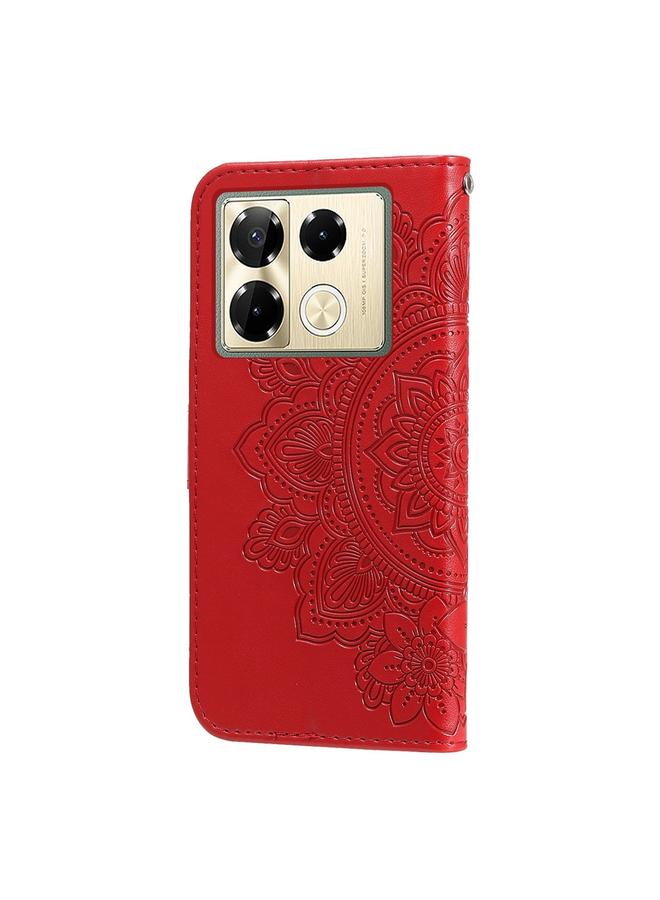 اس-توب جراب لهاتف Infinix Note 40 Pro 4G / 5G / Note 40 Pro+ جراب هاتف جلدي منقوش عليه زهور بسبع بتلات - Image 3