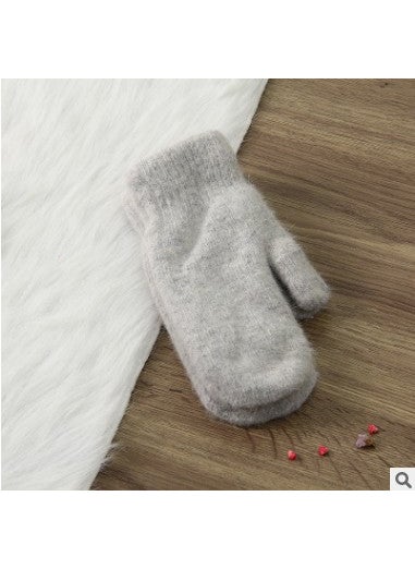 Generic - Cute Double-Layer Wool Gloves for Couples Light gray - Image 1