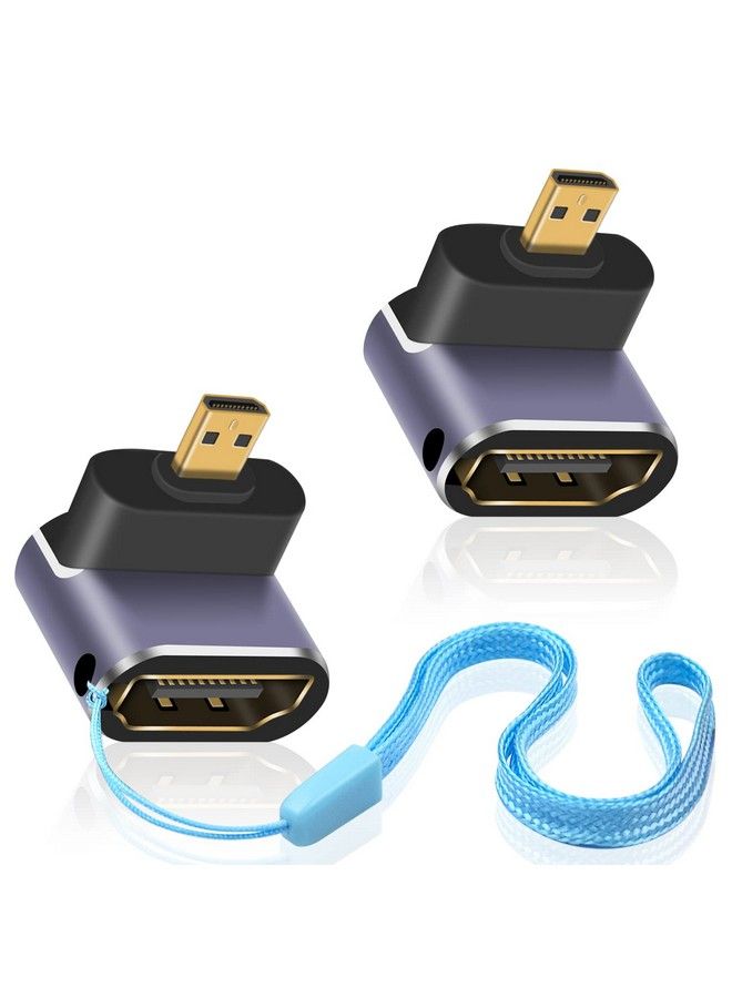 Duttek 8K 90 Degree Hdmi To Micro Hdmi Adapter Up Angle Micro Hdmi Male To Hdmi Female Adapter Uhd Micro Hdmi Extender Adapter With Led Light And Perforated Design For Cameras Camcorder (2 Pack) - Image 1