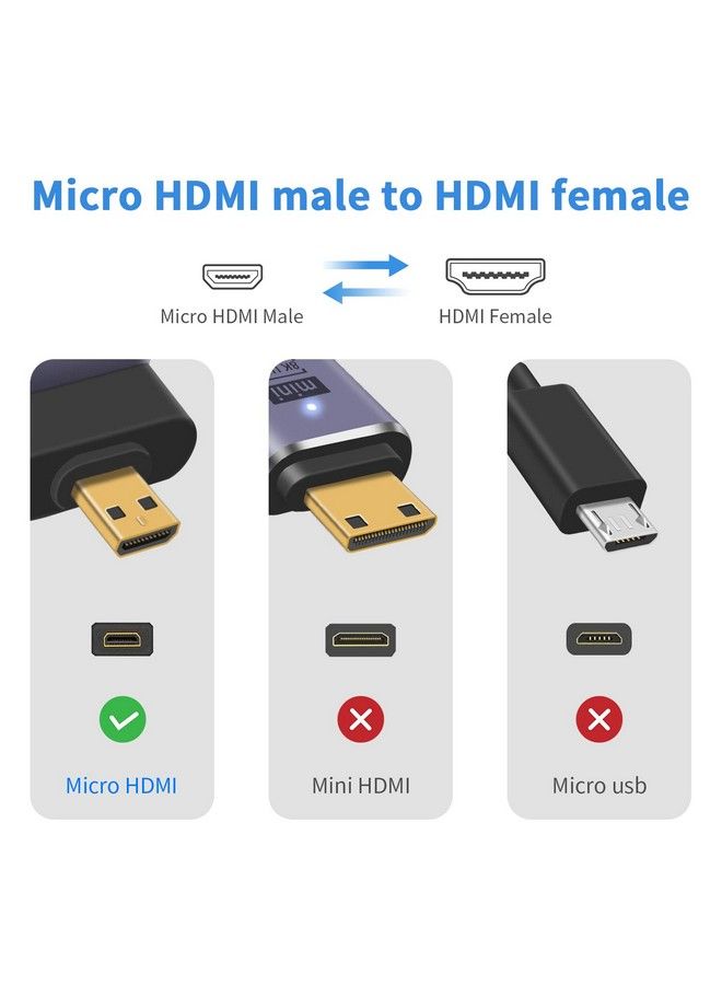 Duttek 8K 90 Degree Hdmi To Micro Hdmi Adapter Up Angle Micro Hdmi Male To Hdmi Female Adapter Uhd Micro Hdmi Extender Adapter With Led Light And Perforated Design For Cameras Camcorder (2 Pack) - Image 5