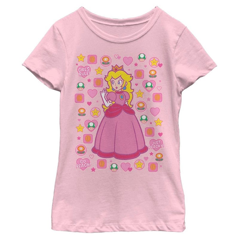 Nintendo Girl's Peachtone T-Shirt, Medium, Pink